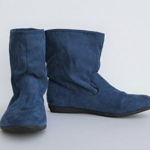 Qupid Blue Suede Boots